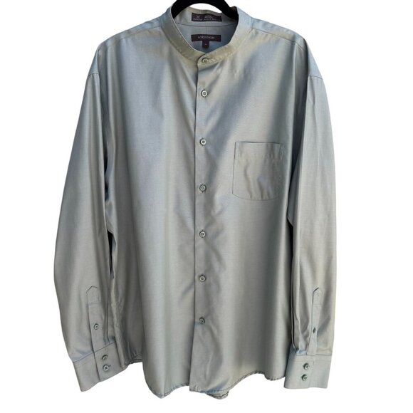 Nordstrom Mens Wrinkle-Free Green Button-Up Pocket Mandarin Band Collar Shirt XL - Picture 1 of 8